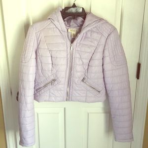 Arden B Cropped Purple Puffer Jacket